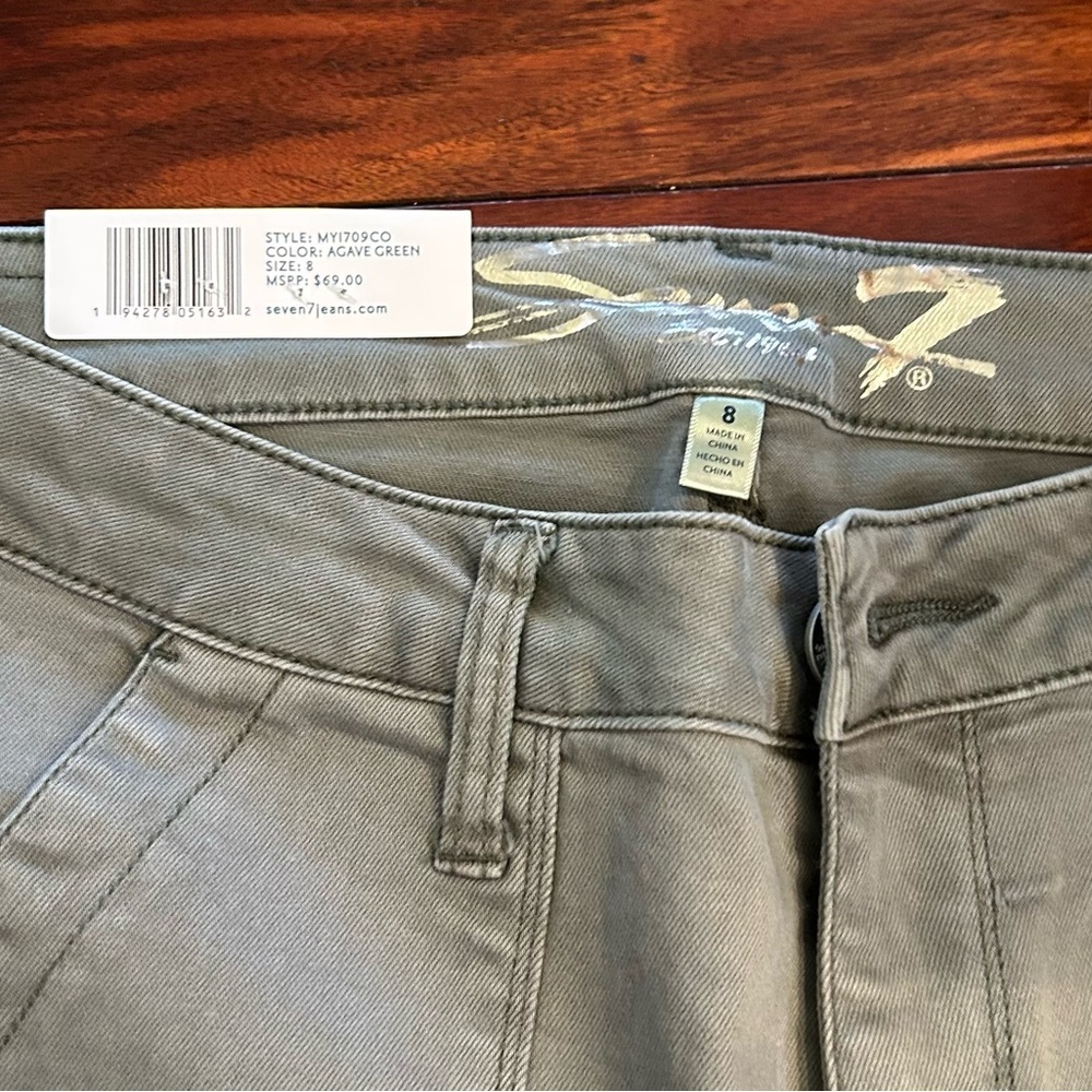 NWT-Seven7 Utility Skinny Ankle Jeans Olive Green-Size 8 - Picture 8 of 10